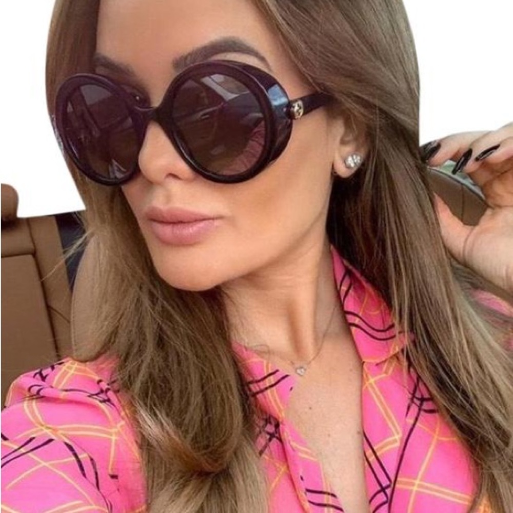 New - GUCCI WOMENS ROUND HAVANA HAVANA BROWN SUNGLASSES GG0368S-30006035-002